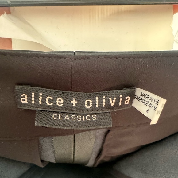 Alice & Olivia Dylan Vegan Leather Wide Leg Trouser Pant - Picture 4 of 11